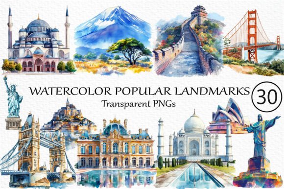 Bring the World Home: Using Watercolor Landmarks Clipart