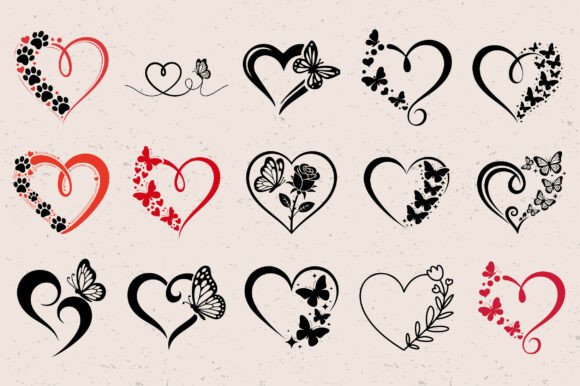 Butterfly Heart SVG Bundle for Valentine's Crafts