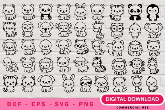 Chibi Animal Outline SVG Bundle: Crafting Adorable Modern Designs