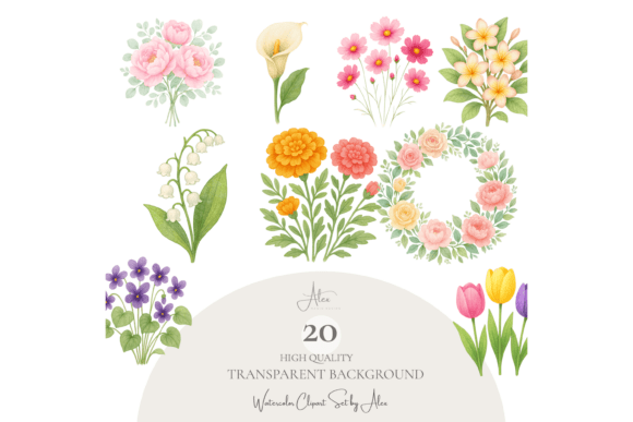 Elevate Your Projects with the Watercolor Floral Clipart Bundle