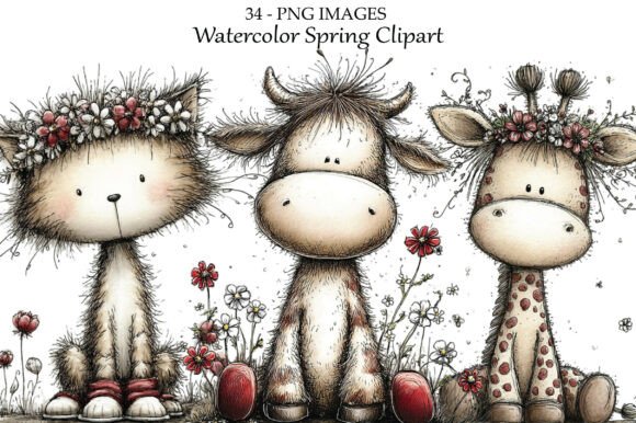 Embrace Spring with Watercolor Farm Animal Clipart