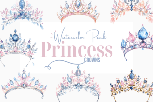 Enchanting Design with the Pastel Princess Crowns Watercolor Pack