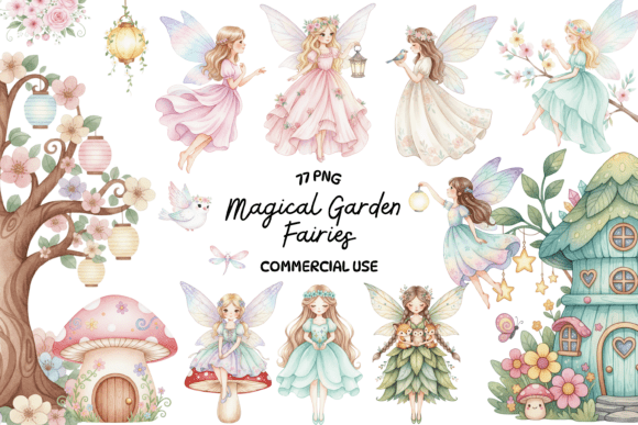 Magical Garden Fairies Clipart Bundle: A Designer's Whimsical Toolkit