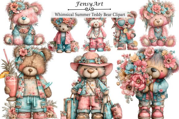 Summer Teddy Bear Clipart: A Versatile Creative Asset