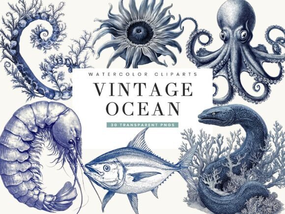 Timeless Seaside Design with the Vintage Ocean Clipart Bundle