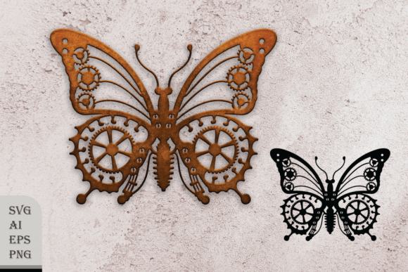 Unlock Industrial Elegance with Steampunk Butterfly Silhouette