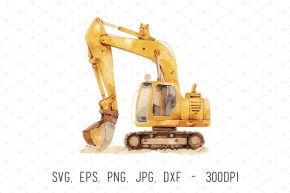Watercolor Excavator Sublimation Clipart: Build Bold Designs